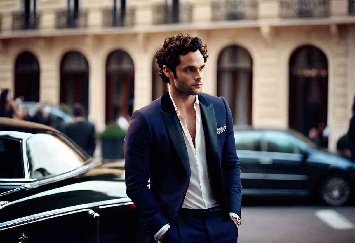 Penn Badgley sublime en Maison Valentino Essentials : tendances luxe en France