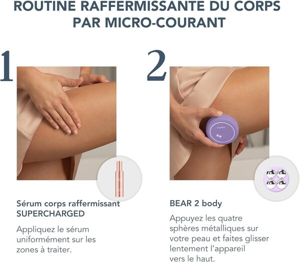 FOREO BEAR 2 body Appareil de massage corps micro-courant + sérum conducteur raffermissant SUPERCHARGED - Masseur anti cellulite et drainage lymphatique - Raffermir, modeler, lisser - Masseur corps