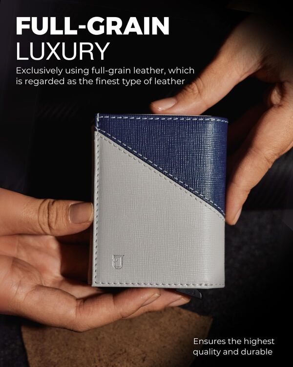 Jenoss Portefeuille intelligent pour homme : cuir pleine fleur, fabriqué à la main, étui pop-up en métal, porte-cartes de crédit, minimaliste, compact – Organisateurs de cartes de 9 à 12 | ID | Pince