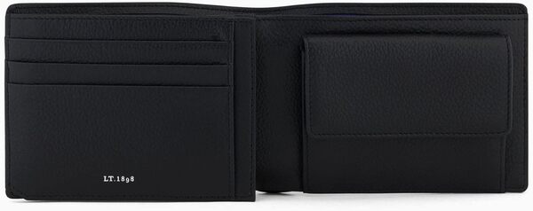 Le Tanneur, Portefeuille Horizontal, en Cuir grainé, Emile, Homme, 3 Poches Plates, Poche ID, Poche Monnaie à Rabat, 2 Poches Billets, 6 Compartiments Cartes, Accessoire métallique Finition Argent