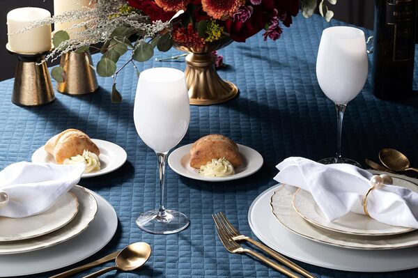 Barski Lot de 6 verres à vin blanc en cristal - Verre à eau - Blanc opale - Verres à pied - 414 ml - Fabriqué en Europe