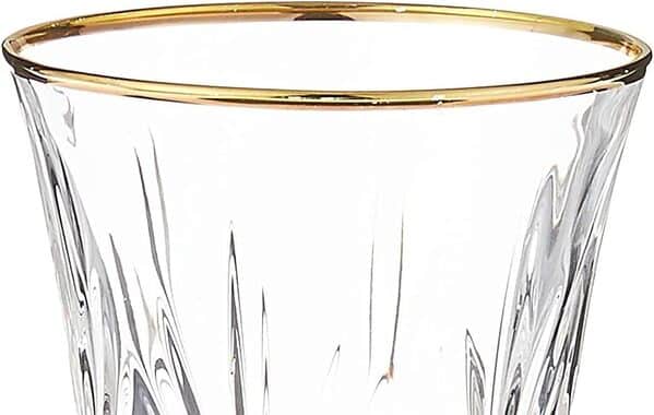 Lorren Home tendances Siena Collection Cristal Verre à vin blanc avec motif bande de Doré, Lot de 4