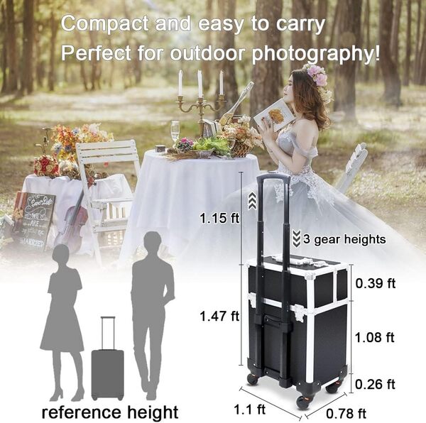 Trousse de maquillage à roulettes, trousse de cosmétologie portable sur roulettes avec verrous, grande boîte de rangement professionnelle pour maquillage des ongles pour voyage