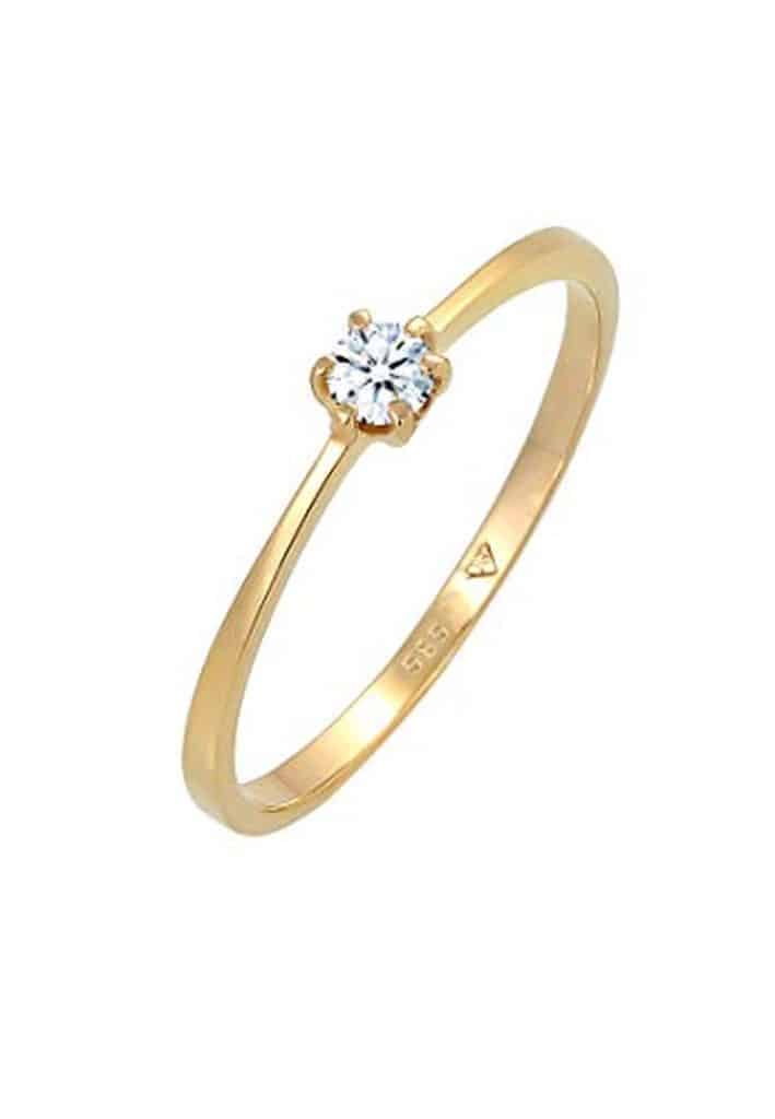 Avis sur la bague solitaire Elli Diamonds en or jaune 585