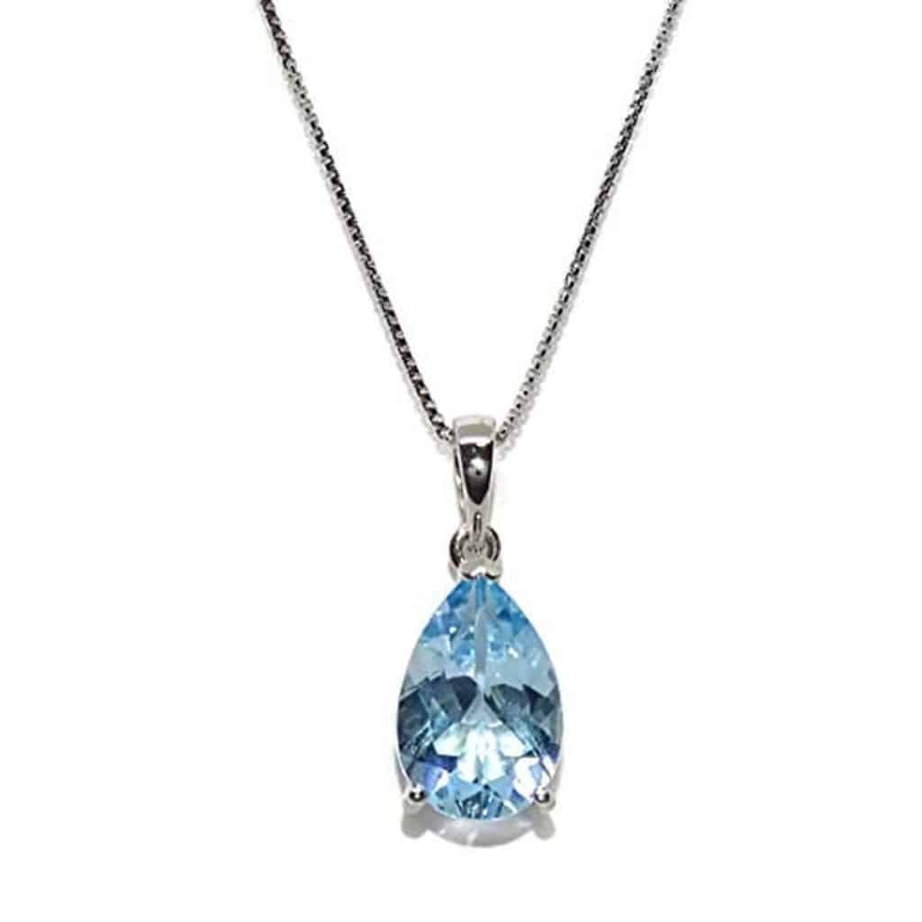 Avis sur le magnifique collier en or blanc 18 carats Never Say Never avec topaze bleue brillante