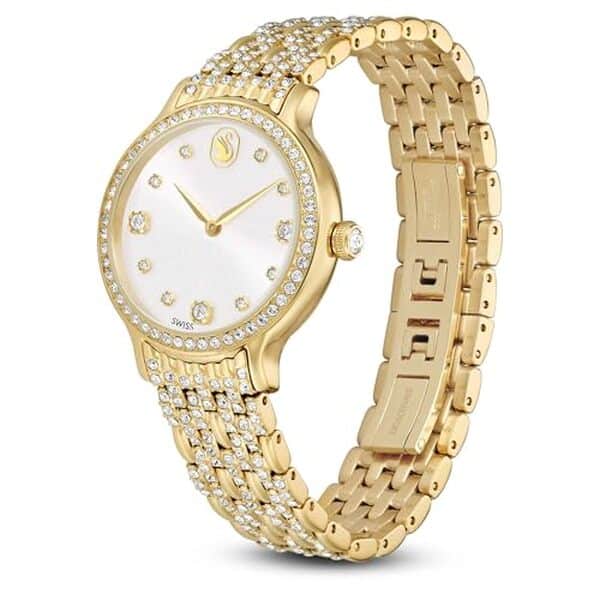 Explorez notre avis détaillé sur la montre Swarovski Imber : une montre suisse dorée alliant design moderne et élégance intemporelle, parfaite pour sublimer votre poignet.
