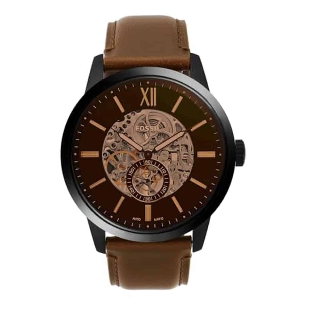 Test de la montre Fossil Townsman : mouvement automatique et bracelet cuir marron