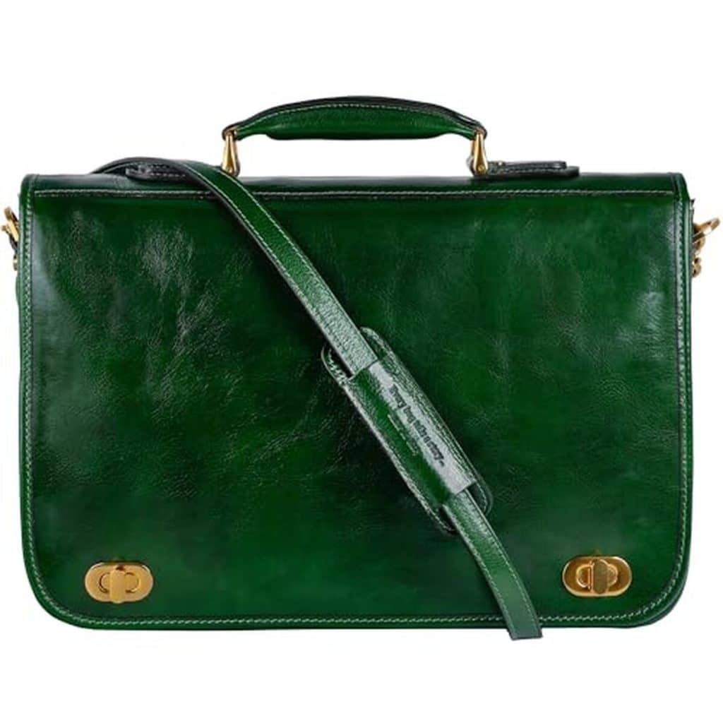 Test : porte-documents Time Resistance en cuir vert