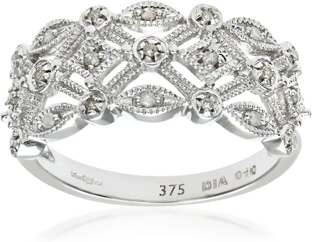 Avis sur la bague en or blanc 9 carats et diamant 0.1 cts - taille 64.5